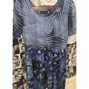 JAMS WORLD Hawaiian Floral Print  Dress Tunic Size Large Shift Boxy Fit Pockets